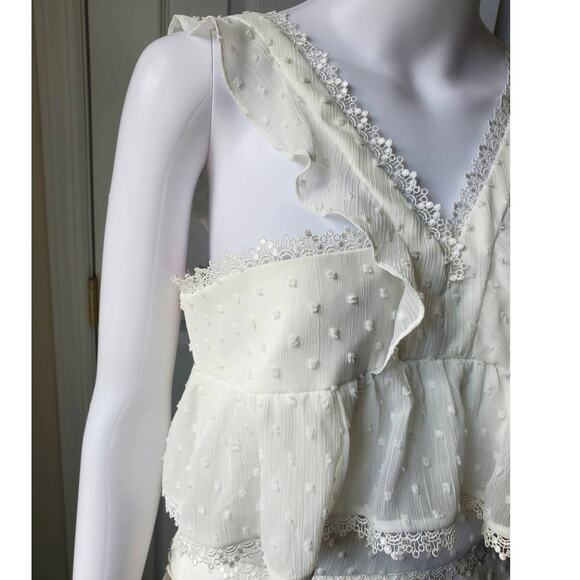 Monique Lhuillier Dress Size 6 Eyelet Lace Cocktail Party Date Rehearsal Dinner - Picture 10 of 16